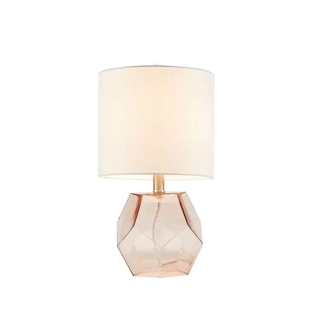 Table Lamp Glass Pink Accent Light For Living Room Decor Soft Glow Media 5