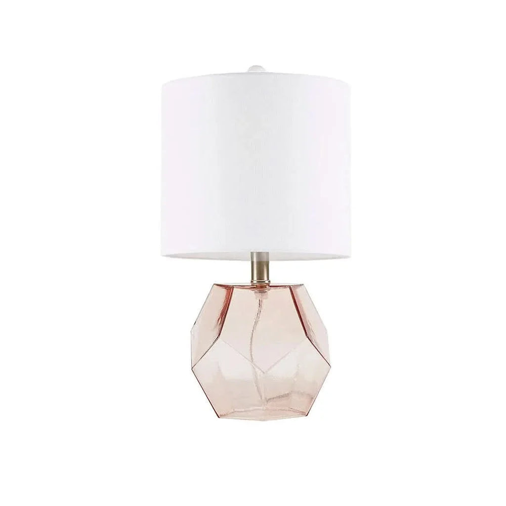 Table Lamp Glass Pink Accent Light For Living Room Decor Soft Glow Media 3