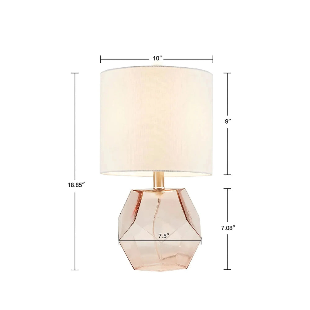 Table Lamp Glass Pink Accent Light For Living Room Decor Soft Glow Media 2