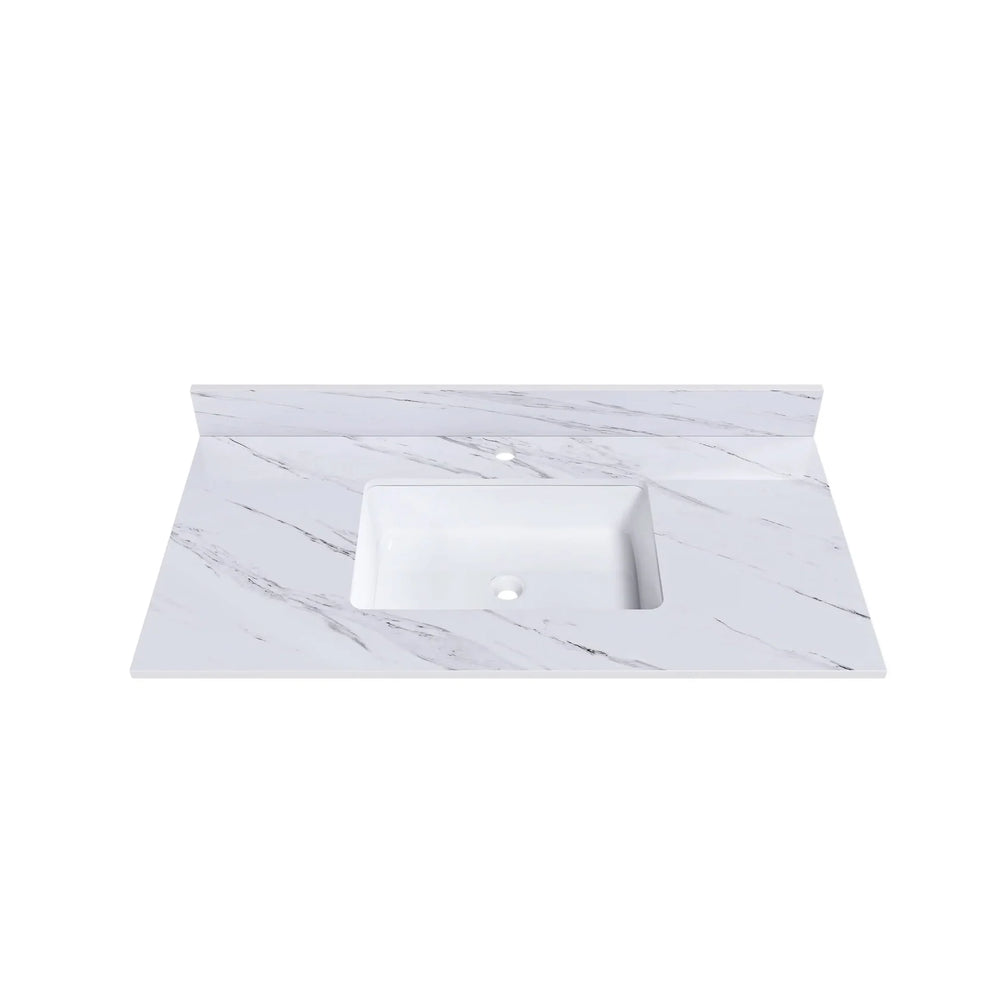 Marble Vanity Top Sintered Stone With Pre-Drilled Faucet Hole & Backsplash Media 6