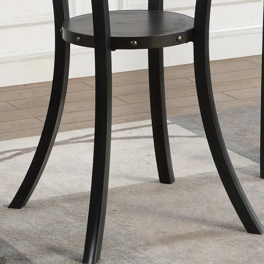Round Bar Table 36 Inch Diameter Espresso Finish Brass Nail Head Trim Media 4