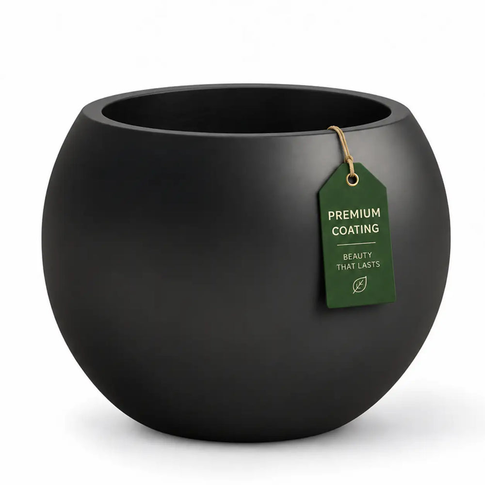  DTY Mount Sherman Fiberstone Sphere Planter Indoor Outdoor PD-1010 Tricorn Black Small 12.6''D x 10''H  DTY Store