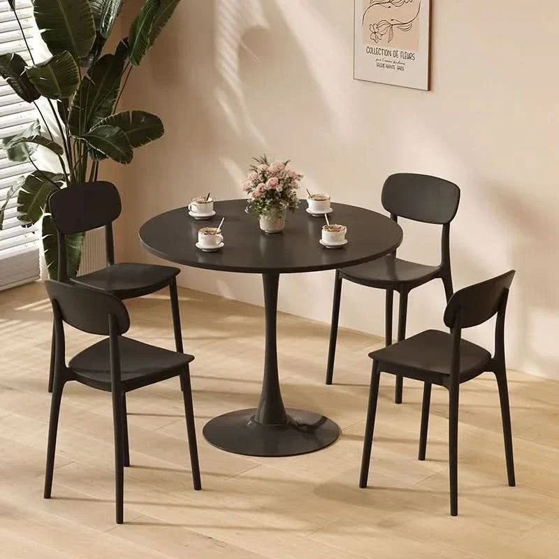 Round Dining Table Wood Top & Metal Base Modern Living Room & Kitchen Media 10