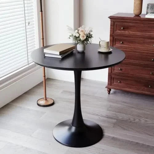 Round Dining Table Wood Top & Metal Base Modern Living Room & Kitchen Media 19
