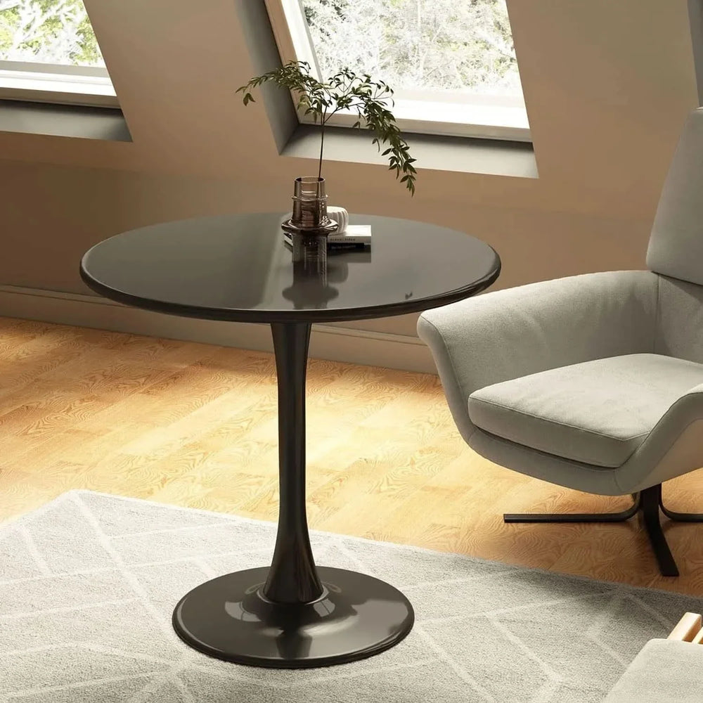 Round Dining Table Wood Top & Metal Base Modern Living Room & Kitchen Media 16