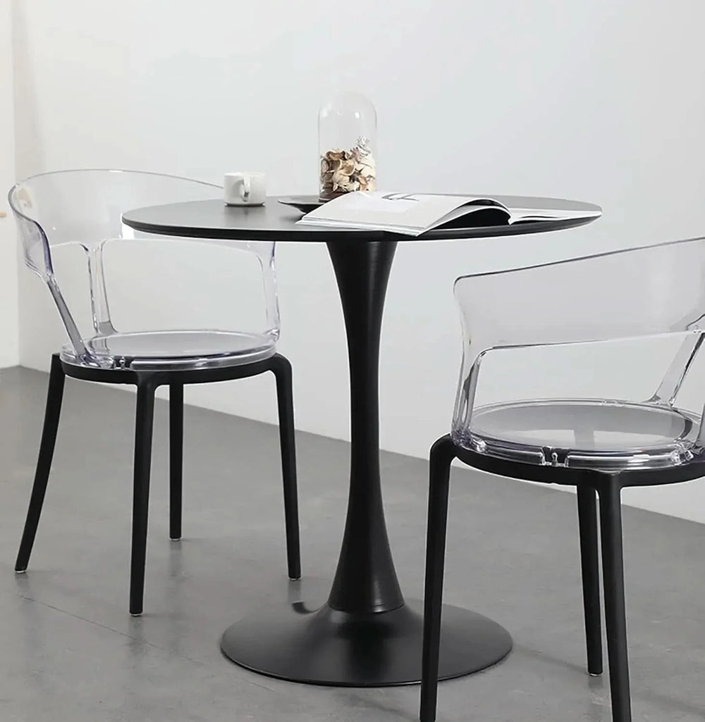 Round Dining Table Wood Top & Metal Base Modern Living Room & Kitchen Media 12