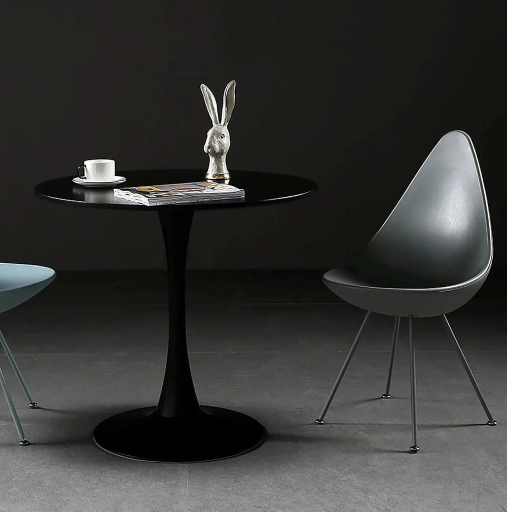Round Dining Table Wood Top & Metal Base Modern Living Room & Kitchen Media 18