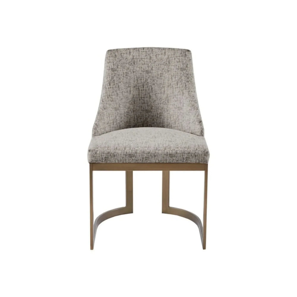 Dining Chairs Set Of 2 Grey Fabric & Antique Gold Metal Frame Modern Media 9