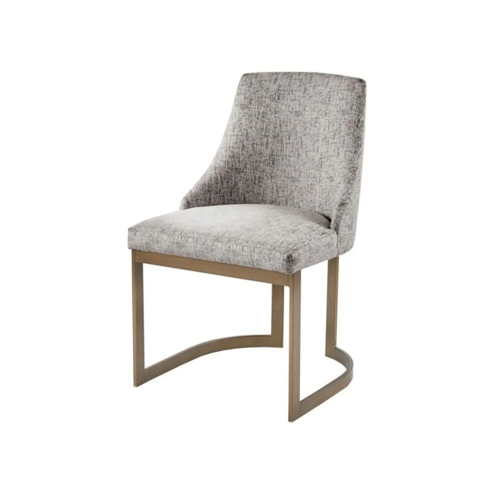 Dining Chairs Set Of 2 Grey Fabric & Antique Gold Metal Frame Modern Media 10