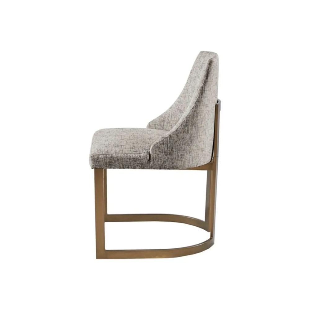 Dining Chairs Set Of 2 Grey Fabric & Antique Gold Metal Frame Modern Media 5