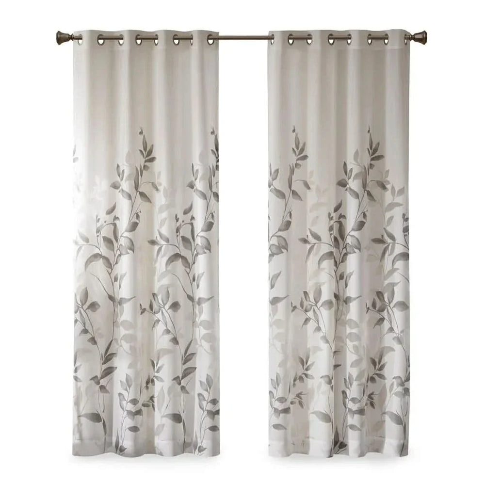 Burnout Curtain Panel Polyester Botanical Print For Living Room Decor Media 10