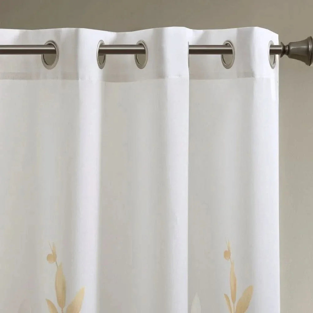 Burnout Curtain Panel Polyester Botanical Print Soft Curtains For Living Room Media 8