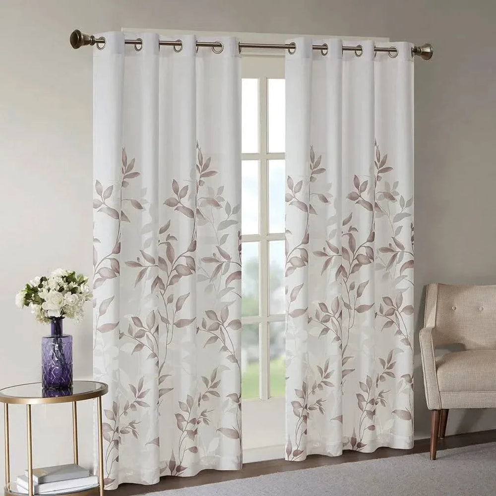 Curtain Panel Polyester Burnout Print Multicolor Living Room Decor Media 11
