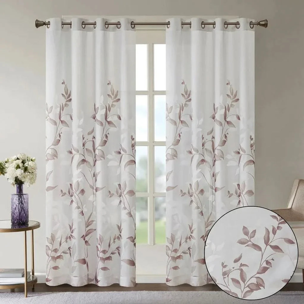 Curtain Panel Polyester Burnout Print Multicolor Living Room Decor Media 1
