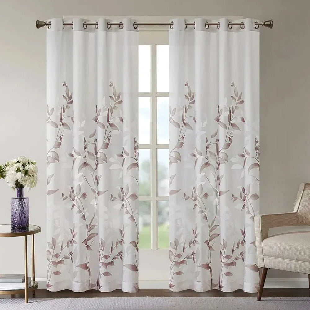 Curtain Panel Polyester Burnout Print Multicolor Living Room Decor Media 6