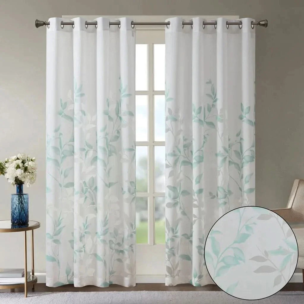 Curtain Panel Polyester Botanical Print Light Filtering For Living Room Media 12