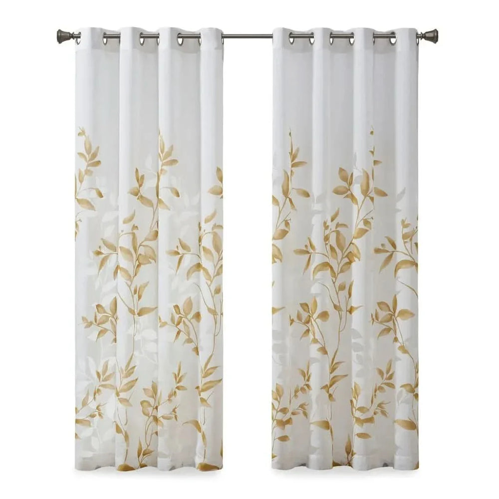 Burnout Curtain Panel Polyester Botanical Print Soft Curtains For Living Room Media 11