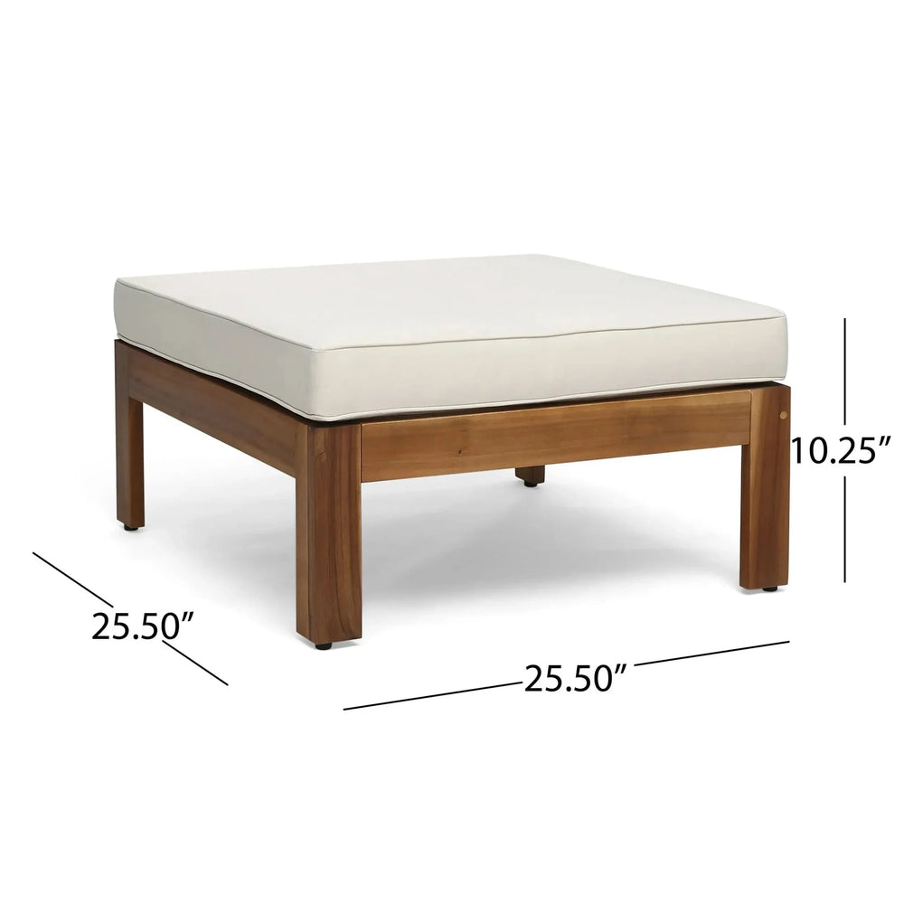 Acacia Wood Outdoor Sofa Set Beige Cushions & Ottoman & Table Included Media 7