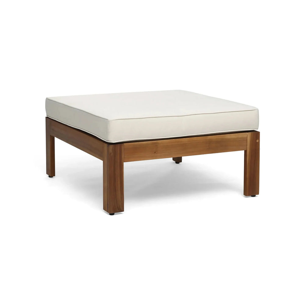 Acacia Wood Outdoor Sofa Set Beige Cushions & Ottoman & Table Included Media 21