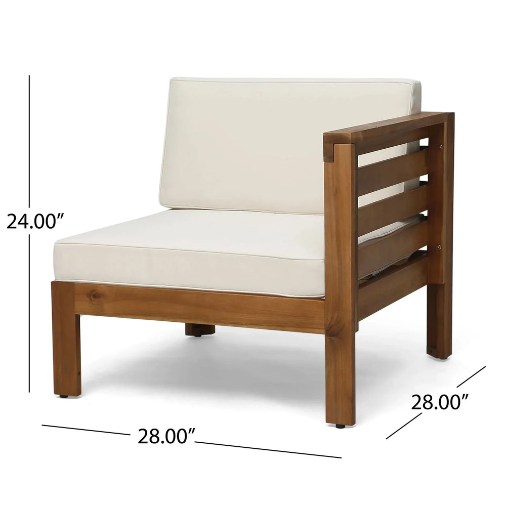 Acacia Wood Outdoor Sofa Set Beige Cushions & Ottoman & Table Included Media 10
