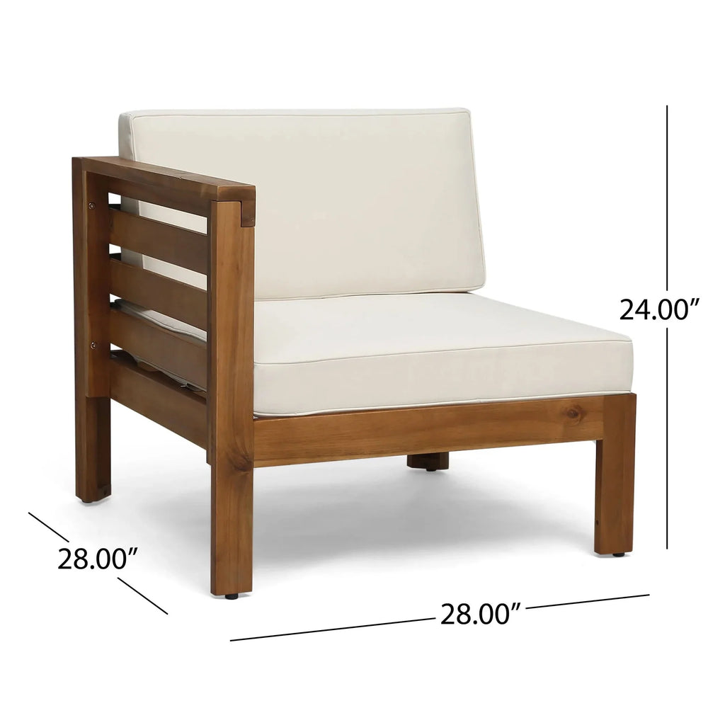 Acacia Wood Outdoor Sofa Set Beige Cushions & Ottoman & Table Included Media 6