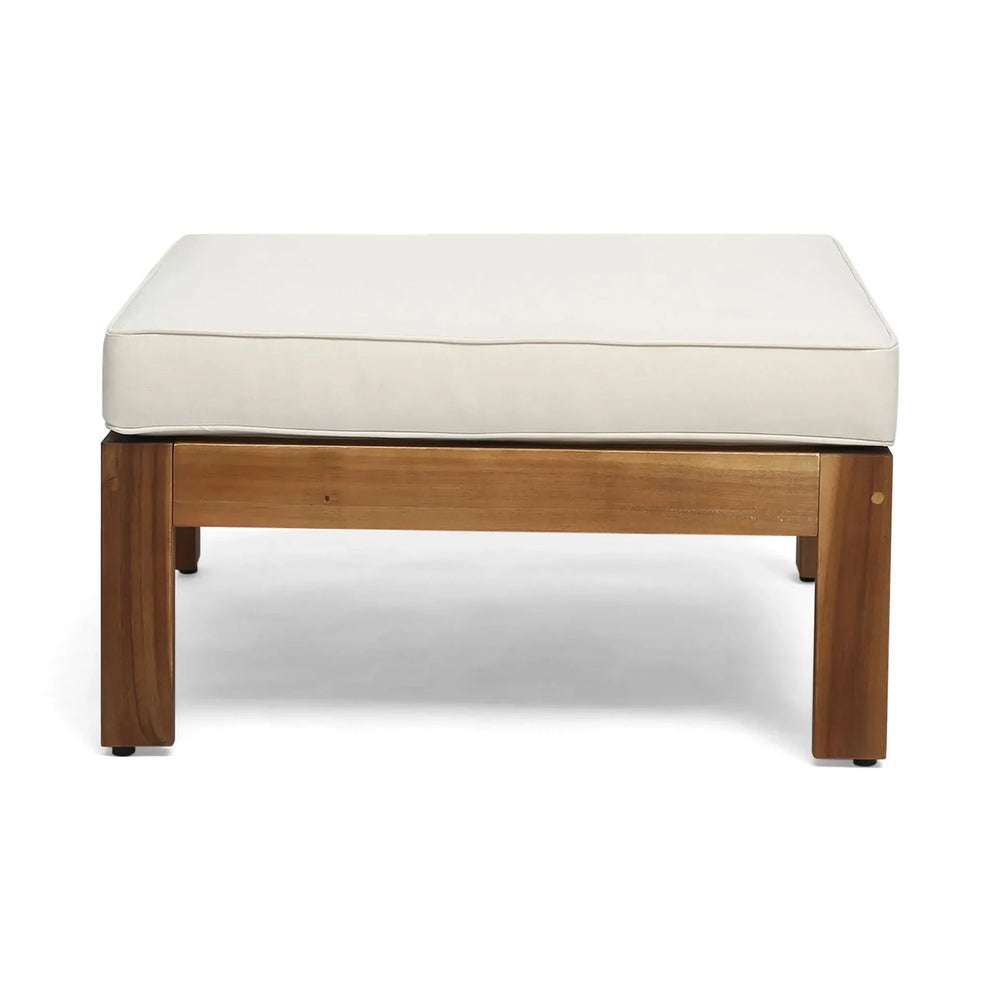 Acacia Wood Outdoor Sofa Set Beige Cushions & Ottoman & Table Included Media 15