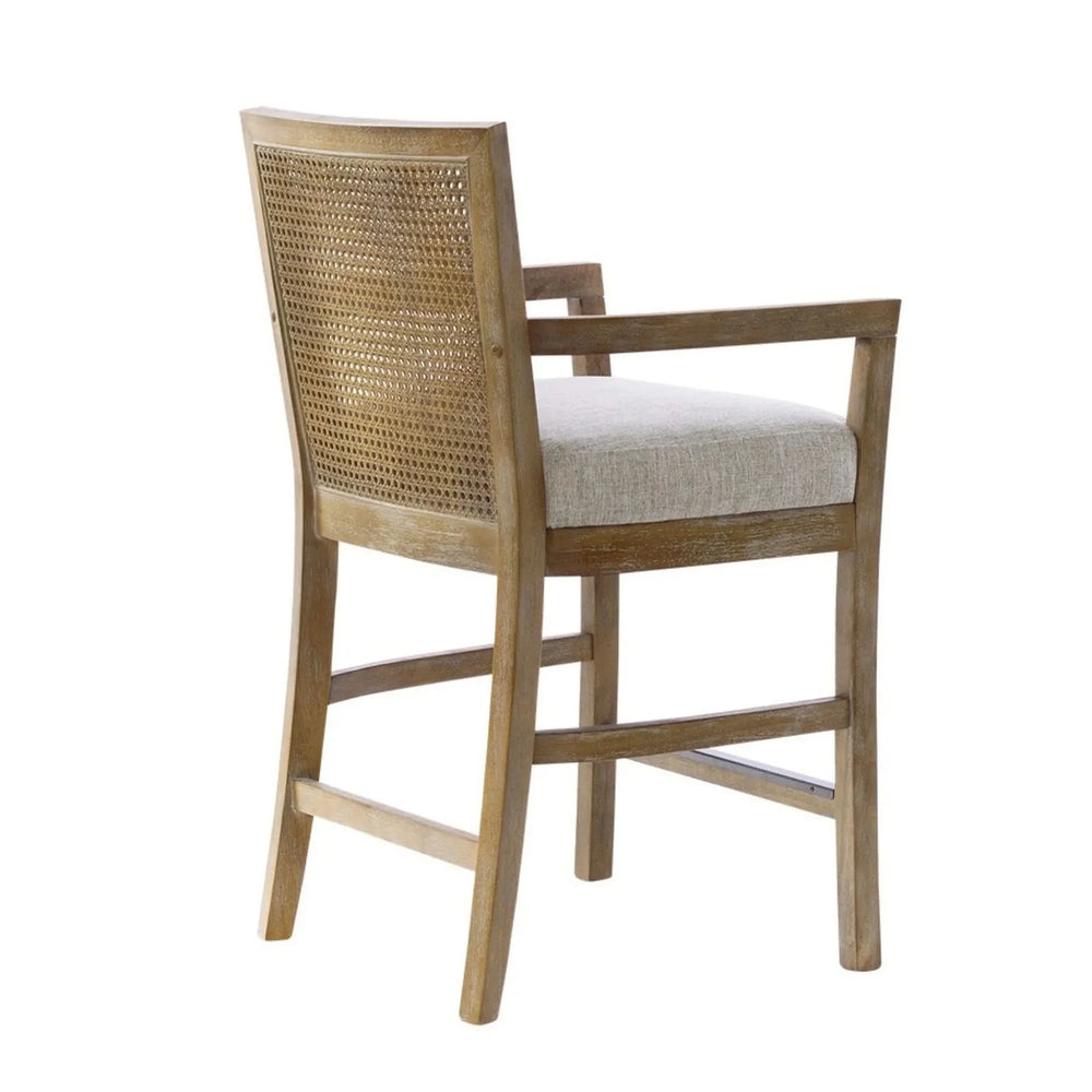 Counter Stool Cane Back Upholstered Seat In Reclaimed Natural Finish Media 5