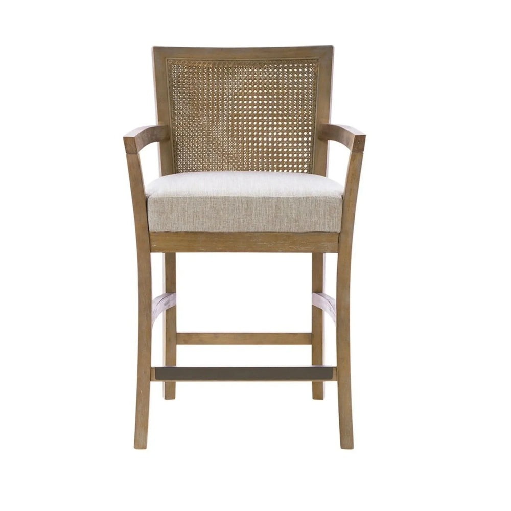 Counter Stool Cane Back Upholstered Seat In Reclaimed Natural Finish Media 1