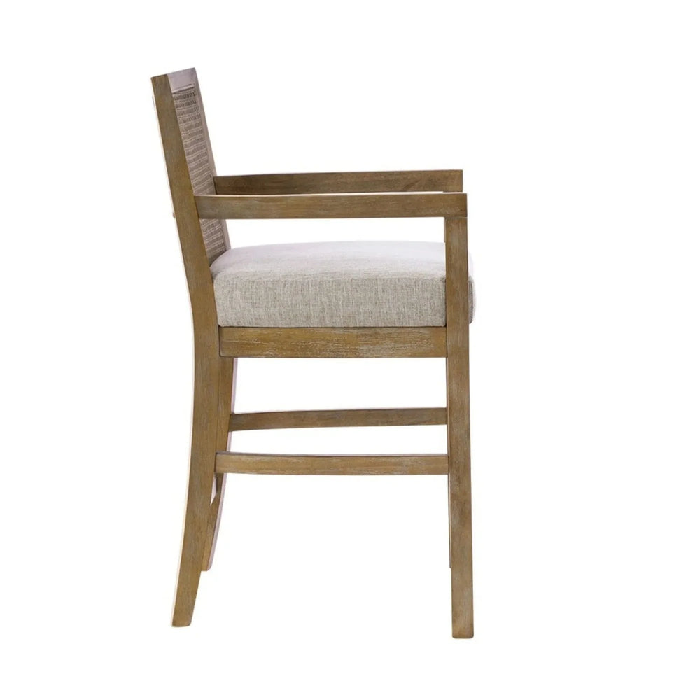 Counter Stool Cane Back Upholstered Seat In Reclaimed Natural Finish Media 6