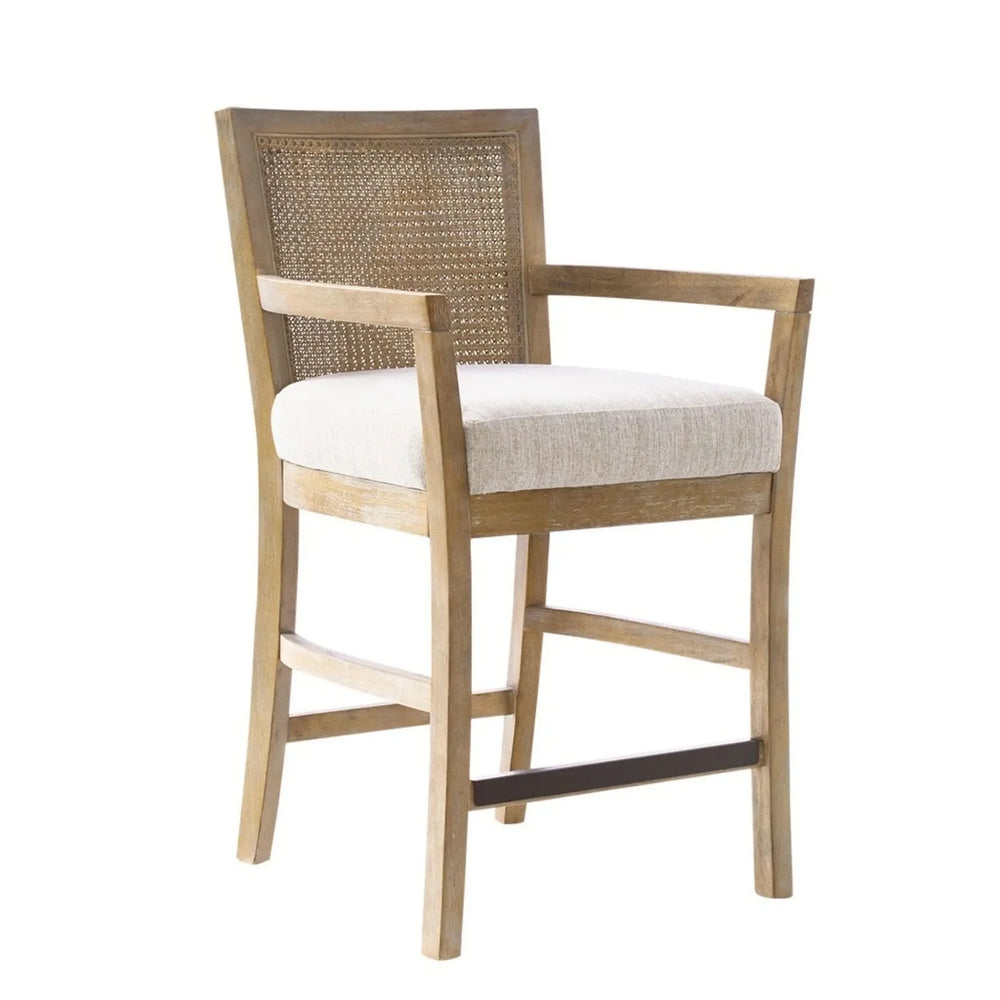 Counter Stool Cane Back Upholstered Seat In Reclaimed Natural Finish Media 4