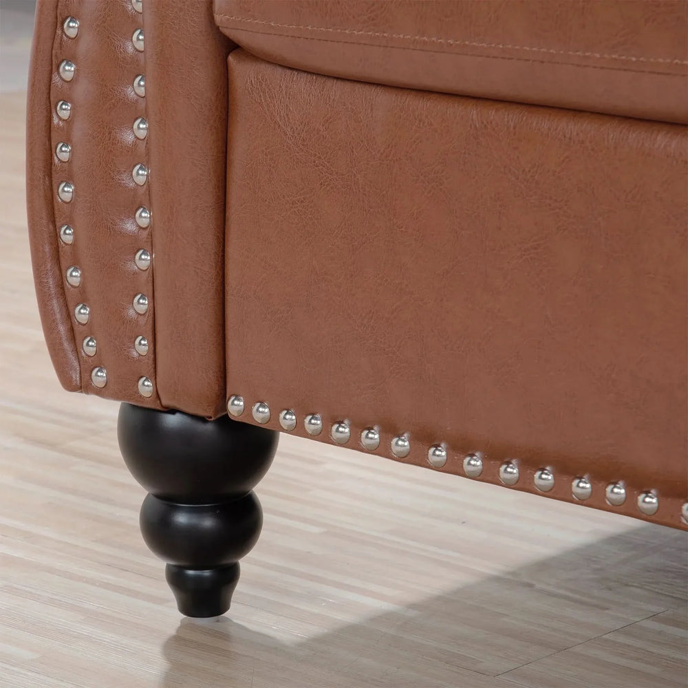Chesterfield Sofa PU Leather Tufted Rolled Arms Three Seater Birch Legs Media 14