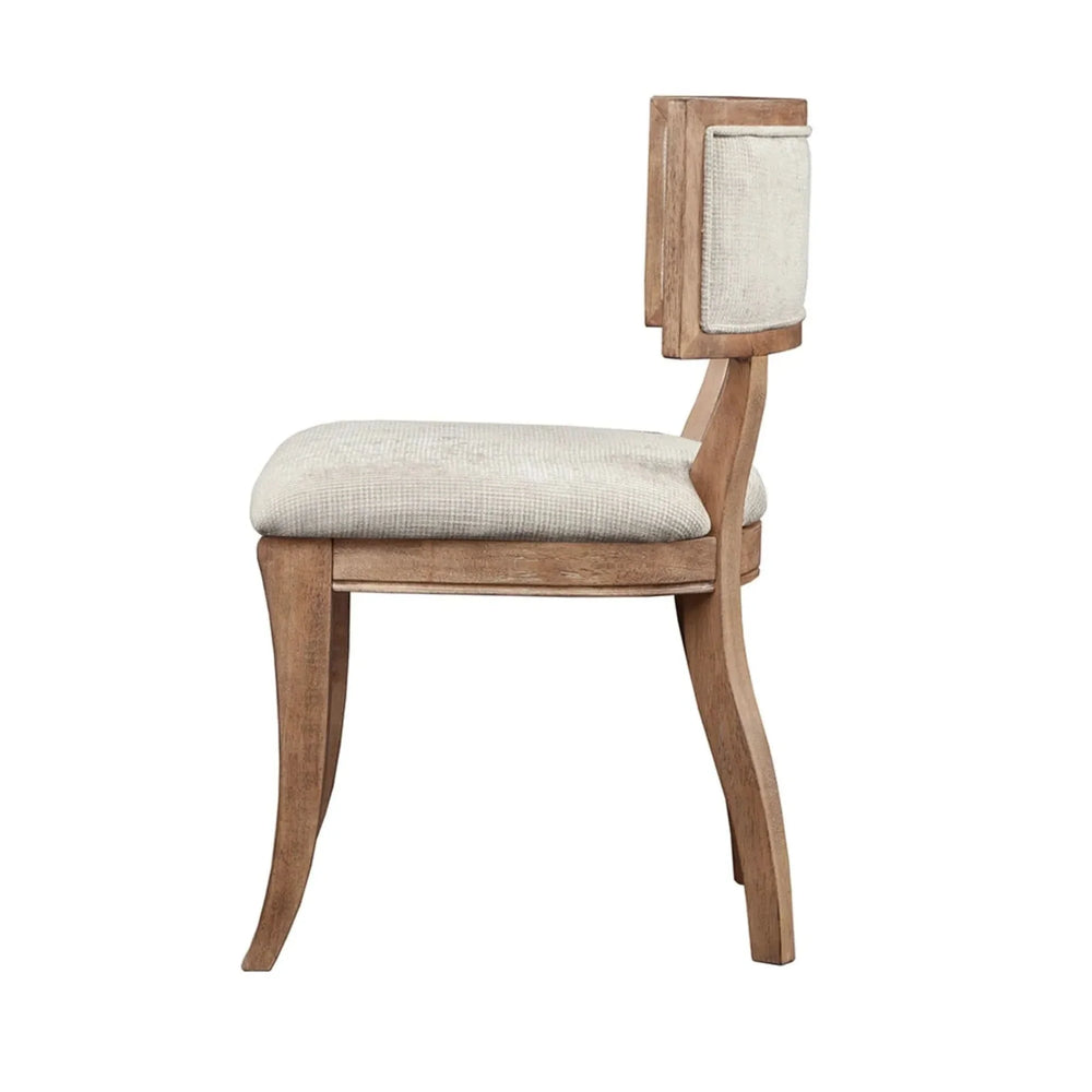 Dining Chairs Polyester Upholstery Curved Back Beige Natural Finish Media 5