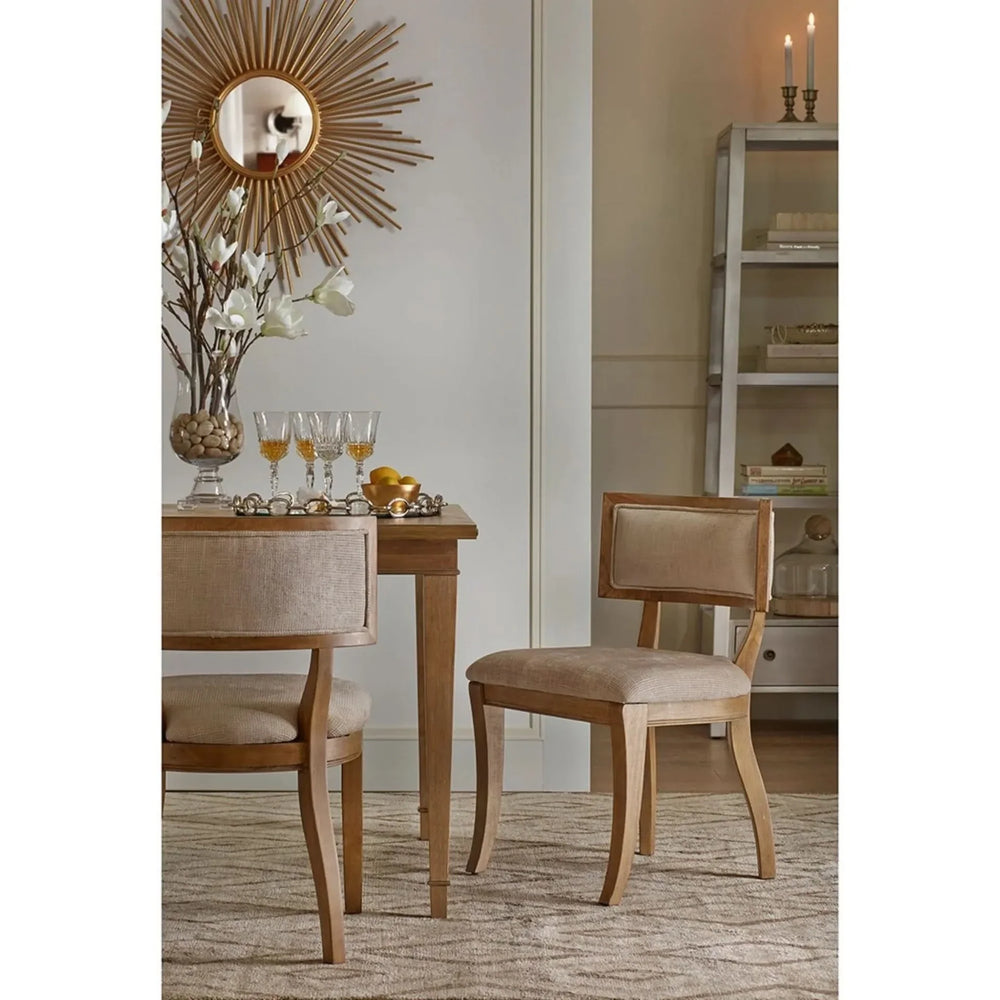 Dining Chairs Polyester Upholstery Curved Back Beige Natural Finish Media 2