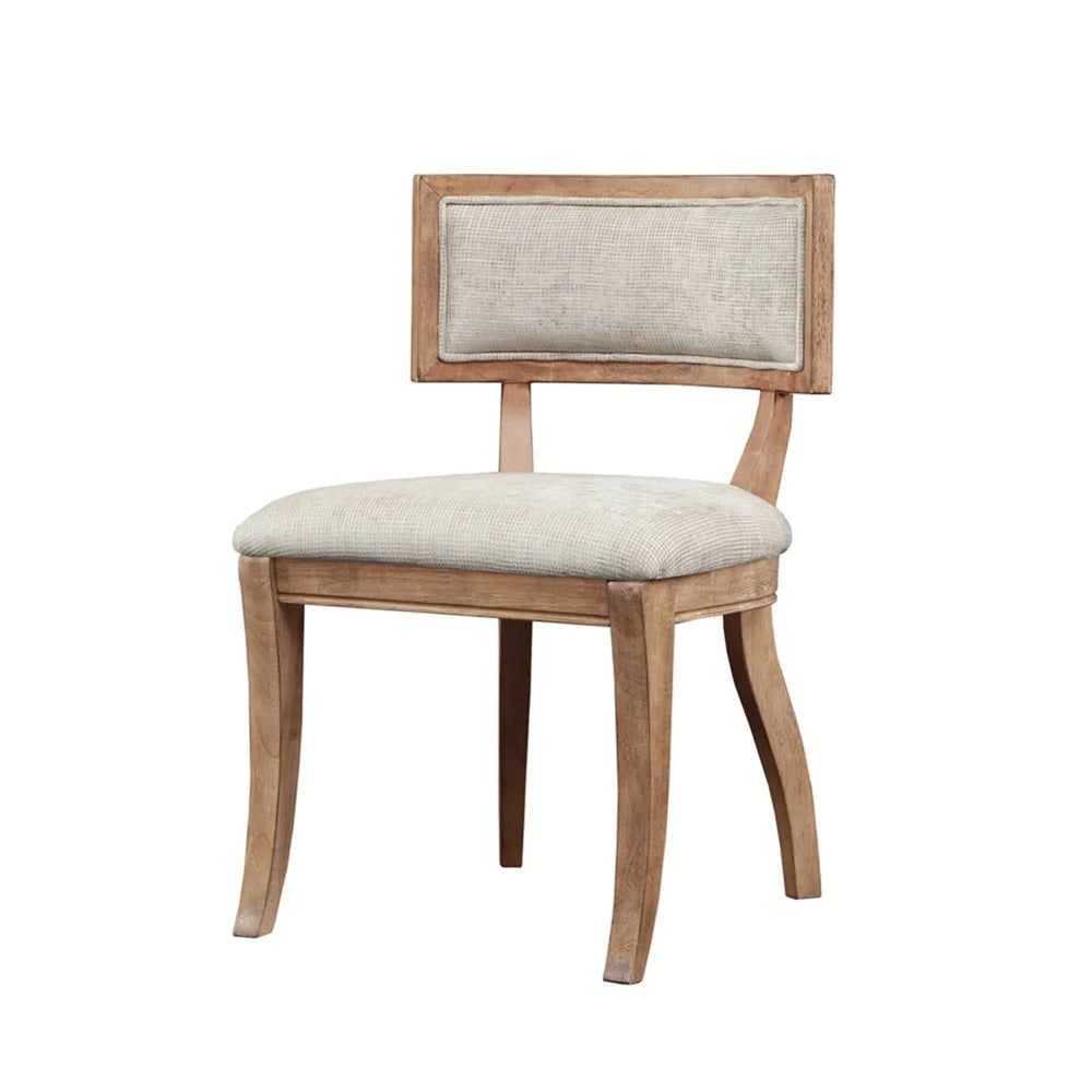 Dining Chairs Polyester Upholstery Curved Back Beige Natural Finish Media 1