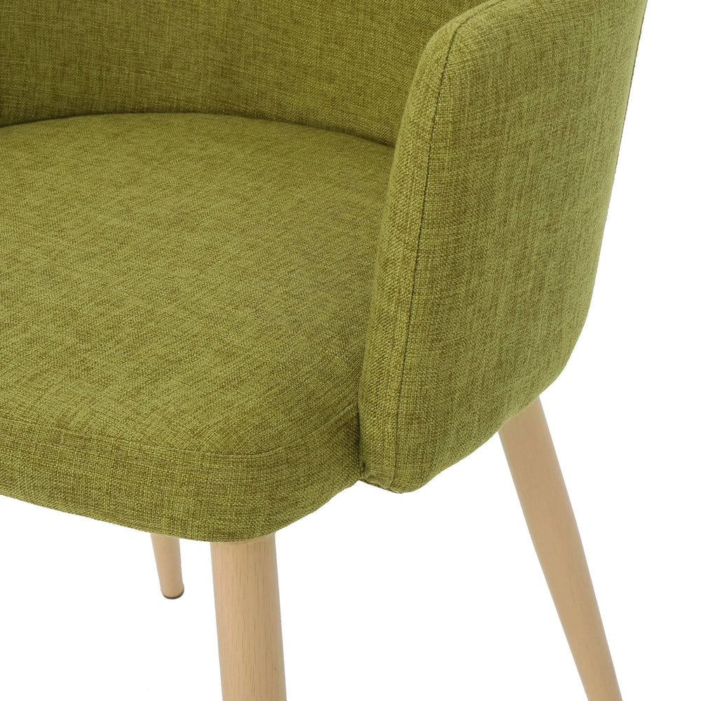 Dining Chair Set Green Fabric & Wood Finish Contoured Support Pair Media 12