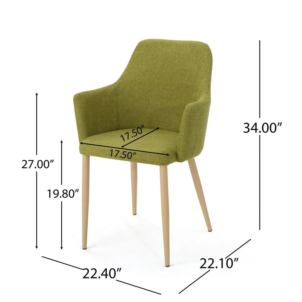 Dining Chair Set Green Fabric & Wood Finish Contoured Support Pair Media 3