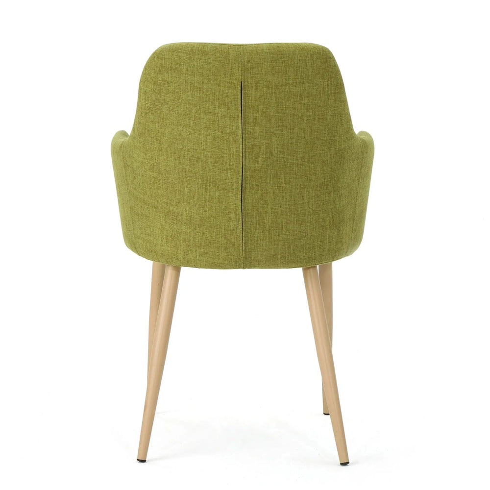 Dining Chair Set Green Fabric & Wood Finish Contoured Support Pair Media 11