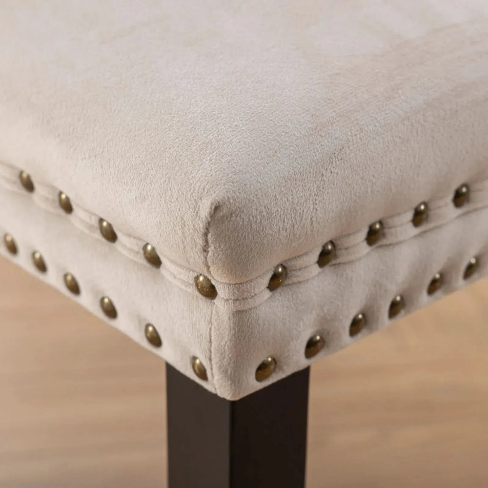 Velvet Dining Chairs Tufted Wood Frame Nailhead Trim Set Of 2 Beige & Patterned Media 13