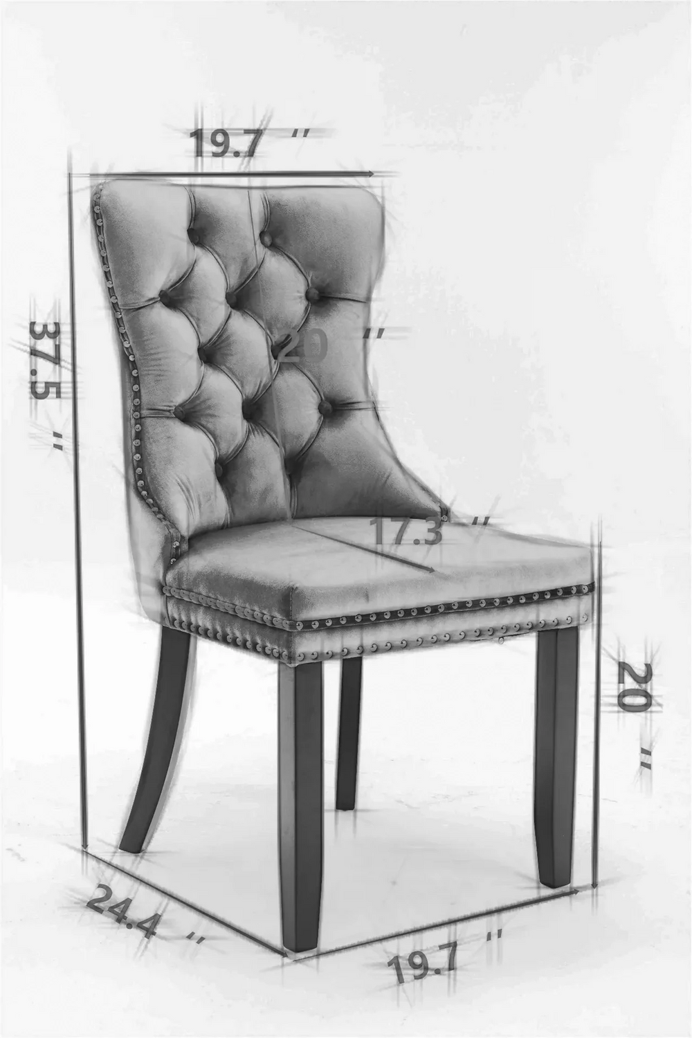 Velvet Dining Chairs Tufted Wood Frame Nailhead Trim Set Of 2 Beige & Patterned Media 8
