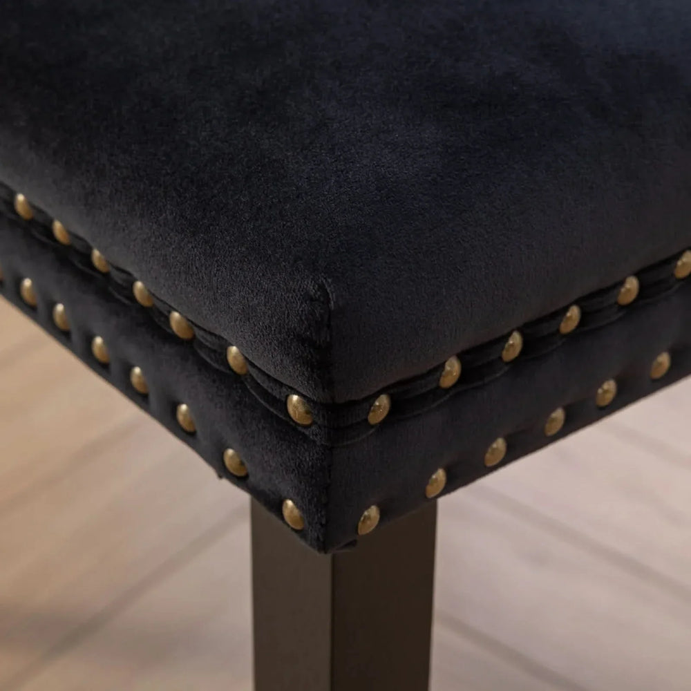 Velvet Dining Chairs Tufted Solid Wood & Nailhead Trim Set Of Two Media 13
