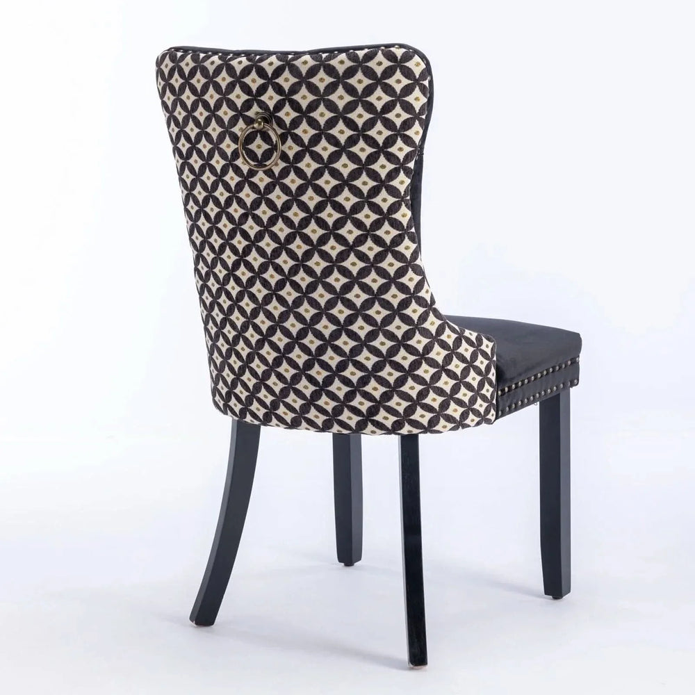 Velvet Dining Chairs Tufted Solid Wood & Nailhead Trim Set Of Two Media 6