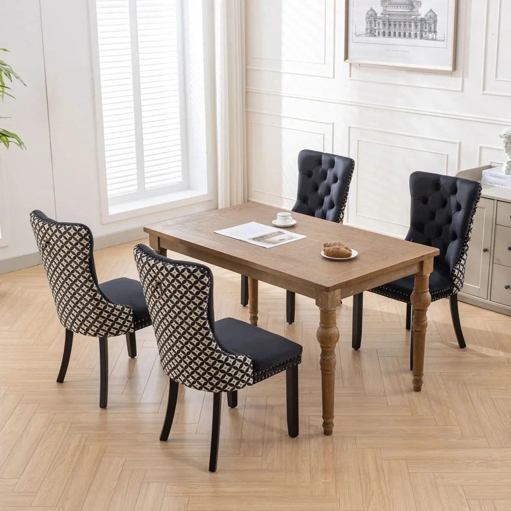 Velvet Dining Chairs Tufted Solid Wood & Nailhead Trim Set Of Two Media 18