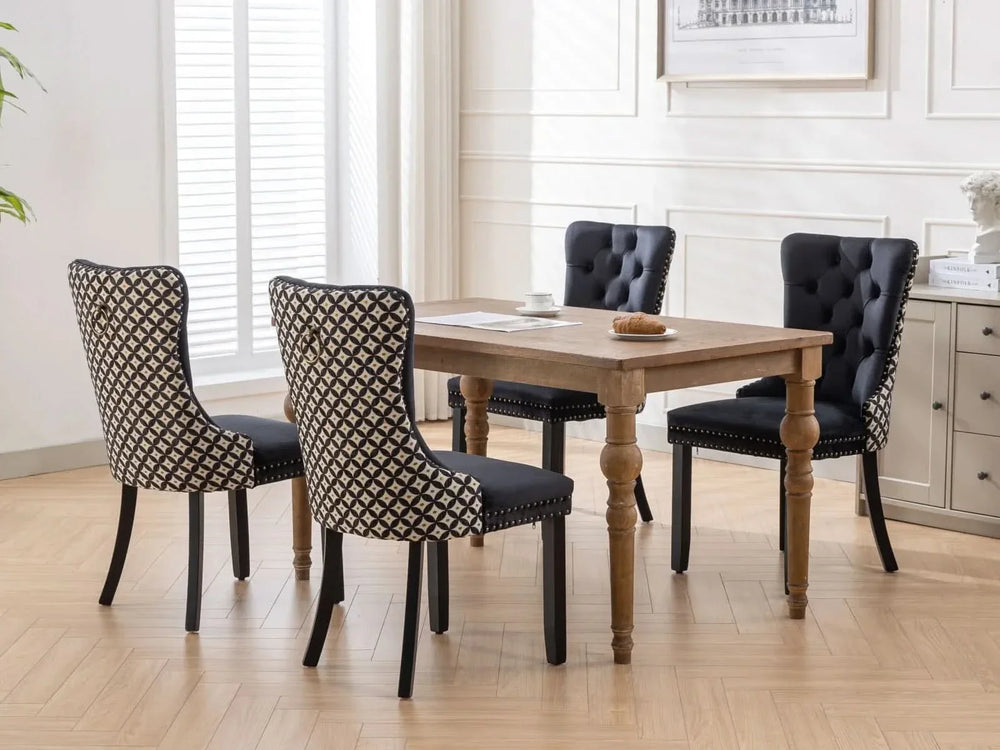 Velvet Dining Chairs Tufted Solid Wood & Nailhead Trim Set Of Two Media 20
