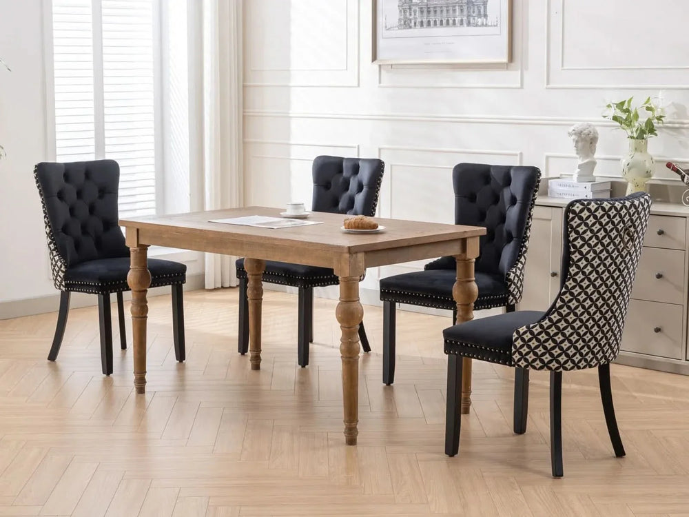 Velvet Dining Chairs Tufted Solid Wood & Nailhead Trim Set Of Two Media 21