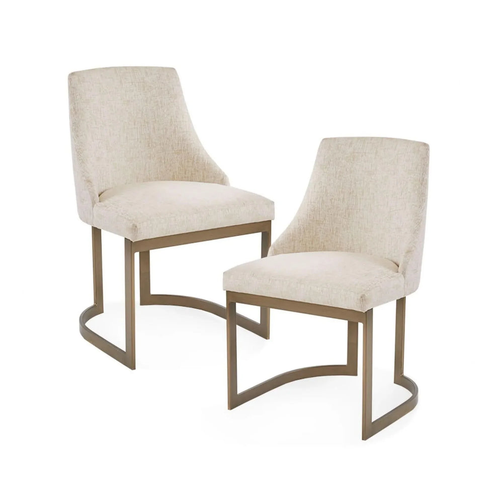 Dining Chairs Solid Wood Cream Upholstery Contemporary Two Chair Set Media 7