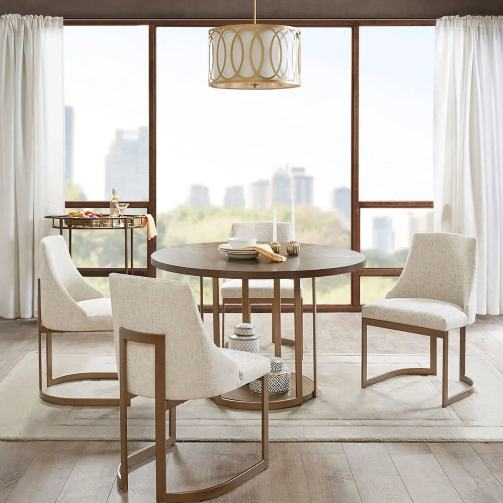 Dining Chairs Solid Wood Cream Upholstery Contemporary Two Chair Set Media 5