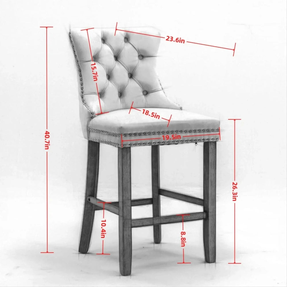 Velvet Bar Stools Light Blue Button Tufting Wooden Legs Leisure Style Media 8