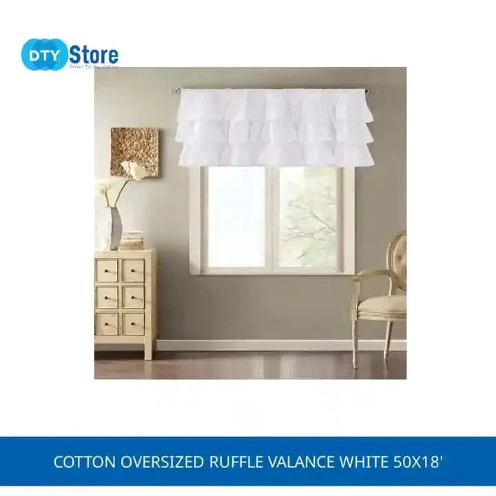 Cotton Valance Oversized Ruffle Rod Pocket White 50x18 Window Decor Media 5