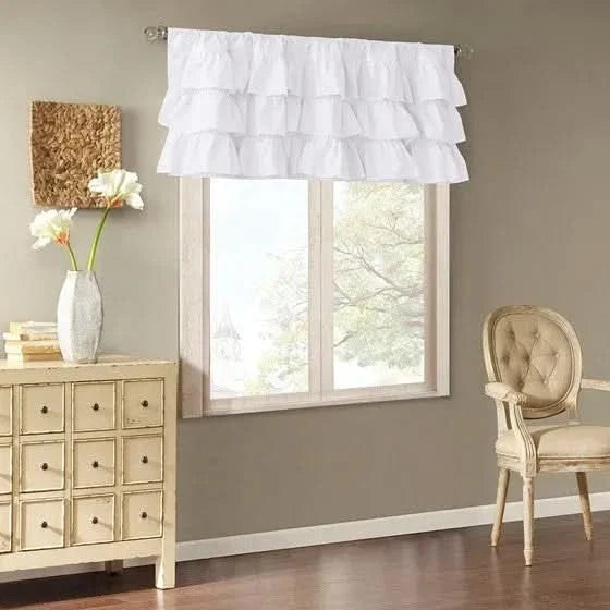 Cotton Valance Oversized Ruffle Rod Pocket White 50x18 Window Decor Media 4
