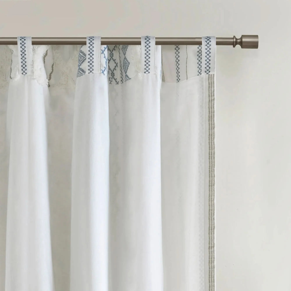 Cotton Curtain Panel Printed Chenille Stripe Lined Window Drapes Soft Media 12